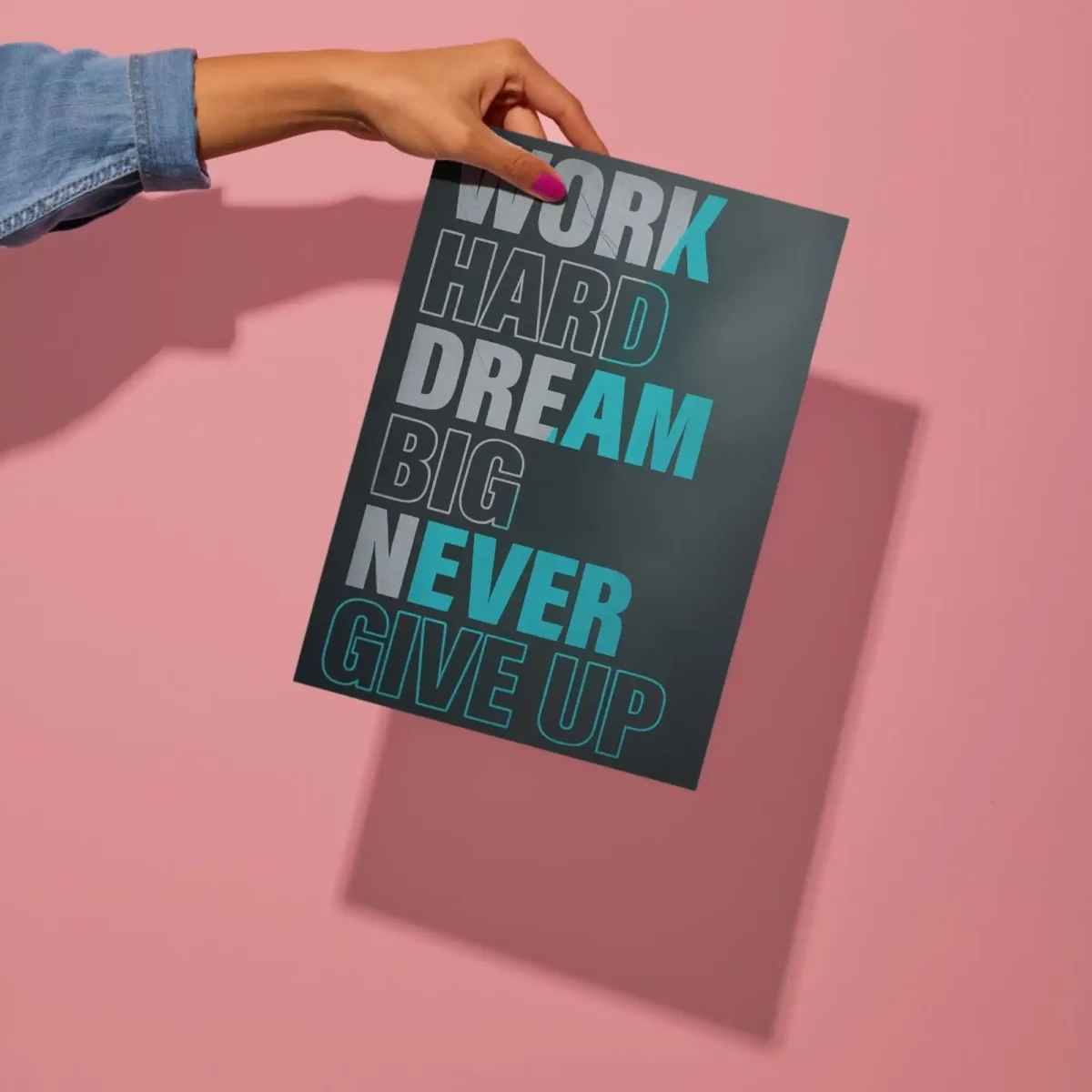 never give up quote metal poster preview