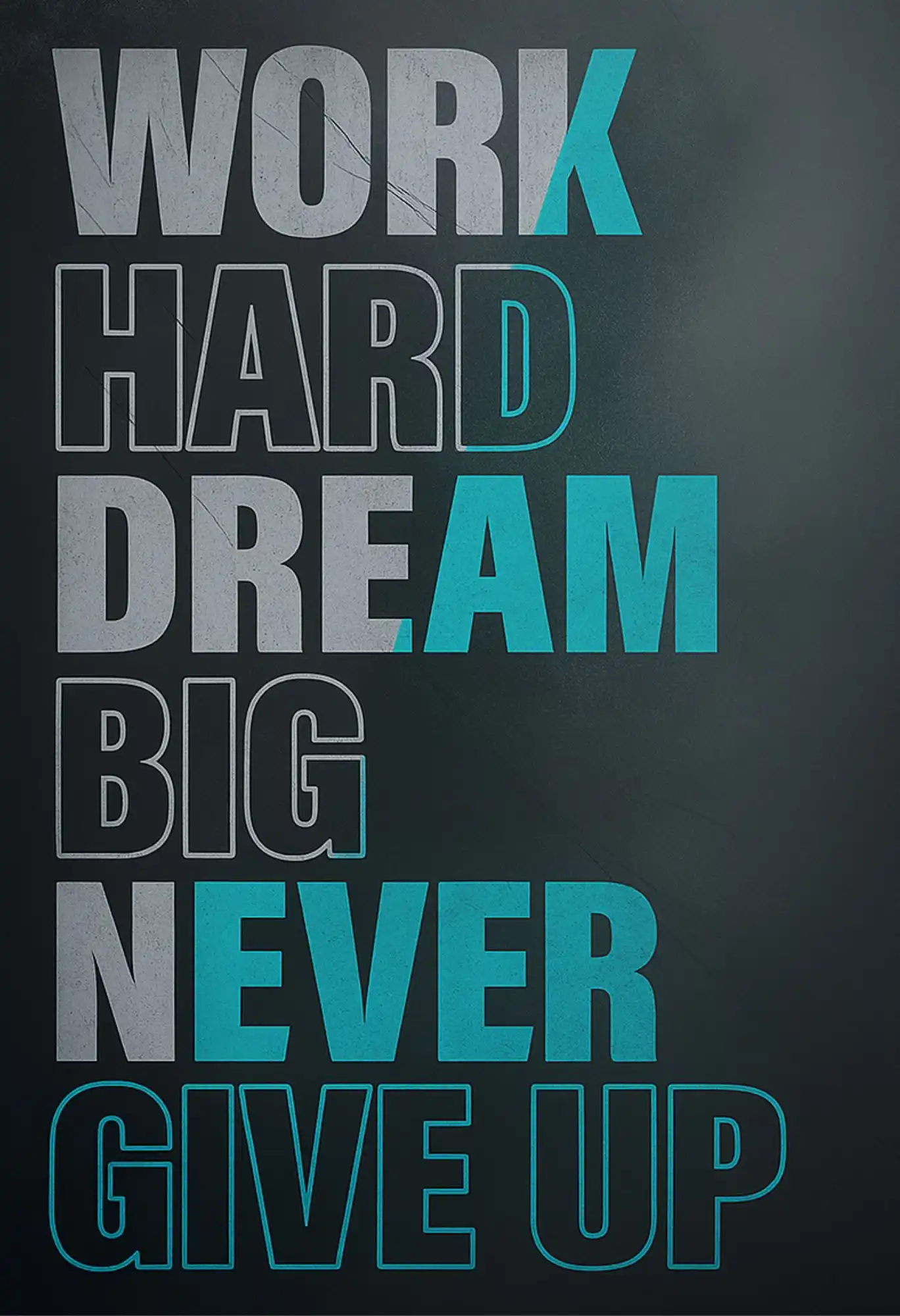 never give up quote metal poster