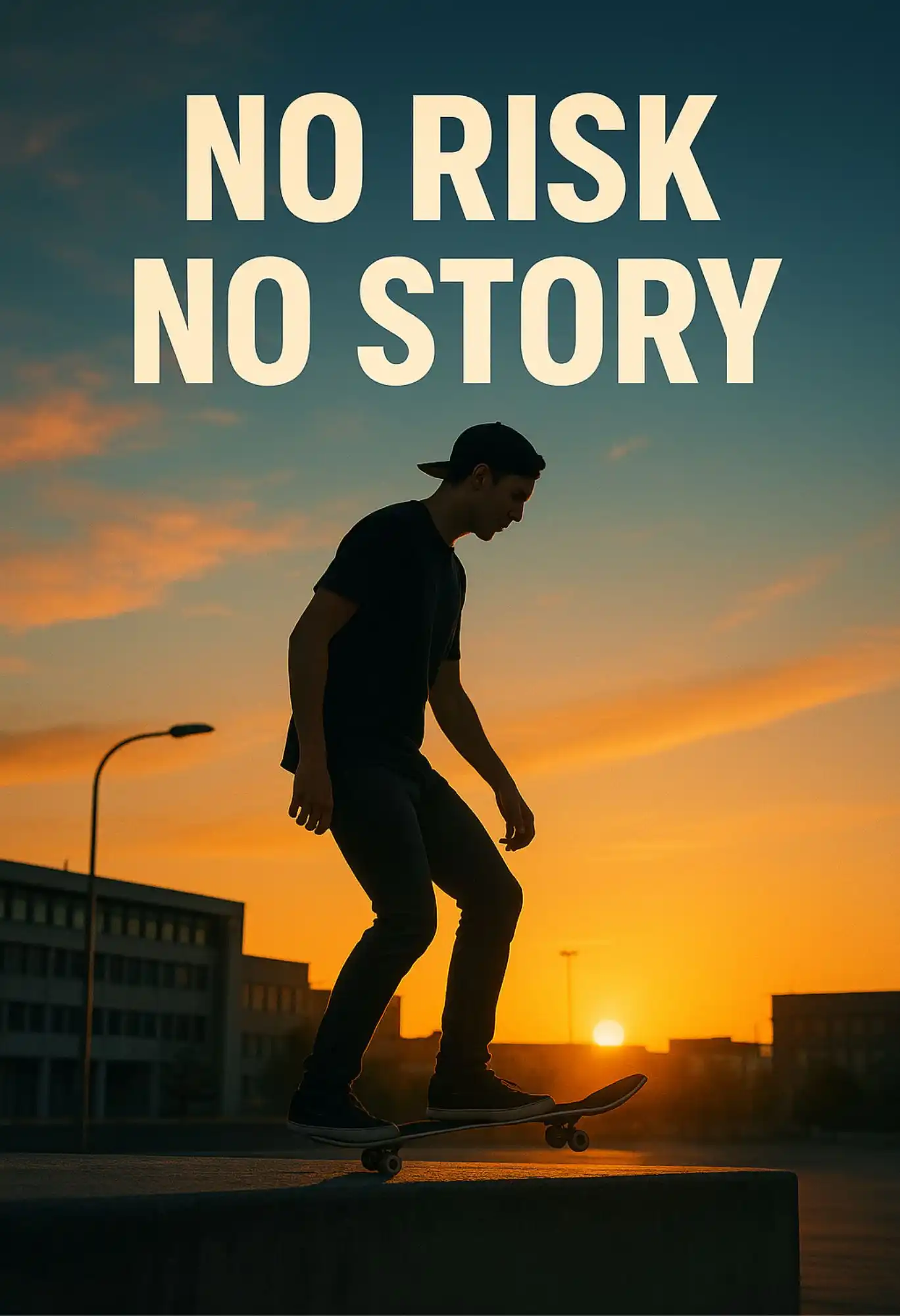 no risk no story inspirational quote metal poster
