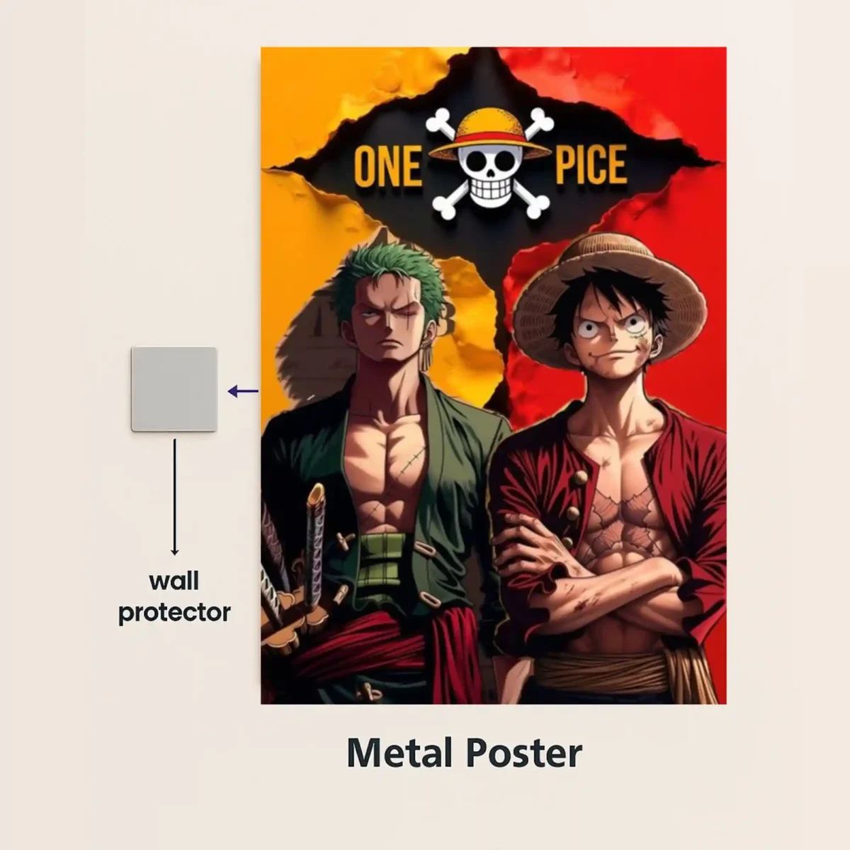 one piece metal poster with wall protector