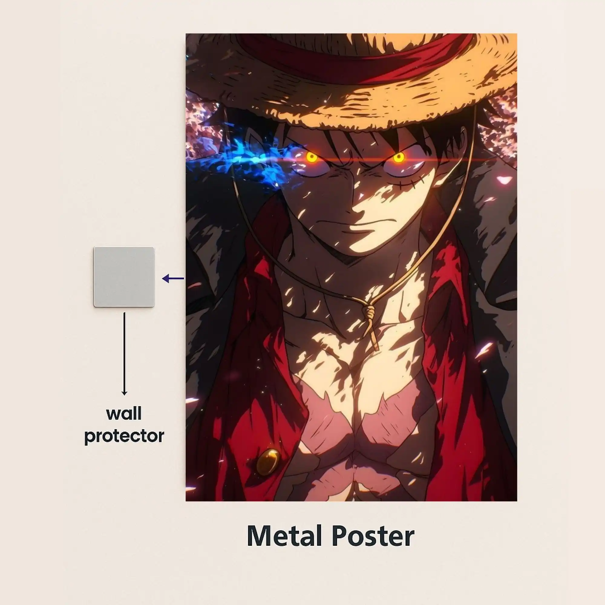 one piece monkey d luffy metal poster with wall protector