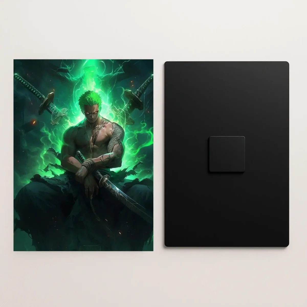 one piece roronoa zoro metal poster front and back preview