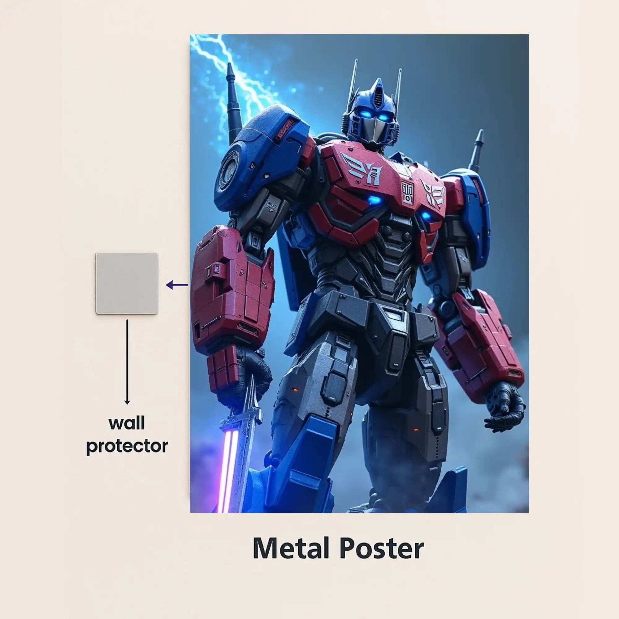 optimus prime metal poster with wall protector