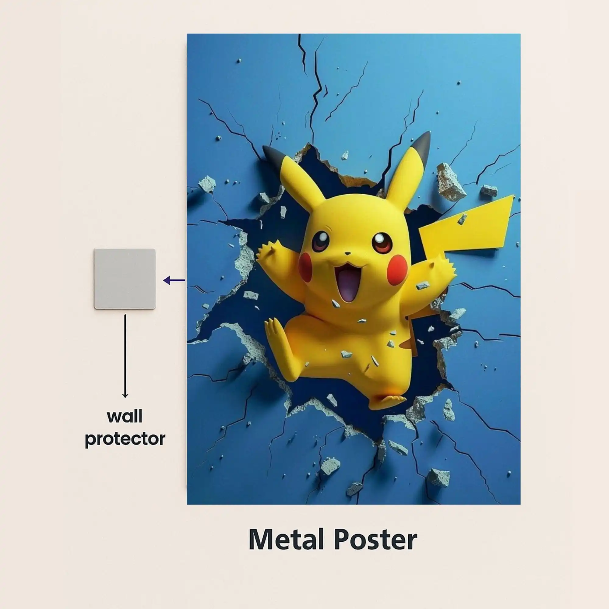 pikachu metal poster with wall protector