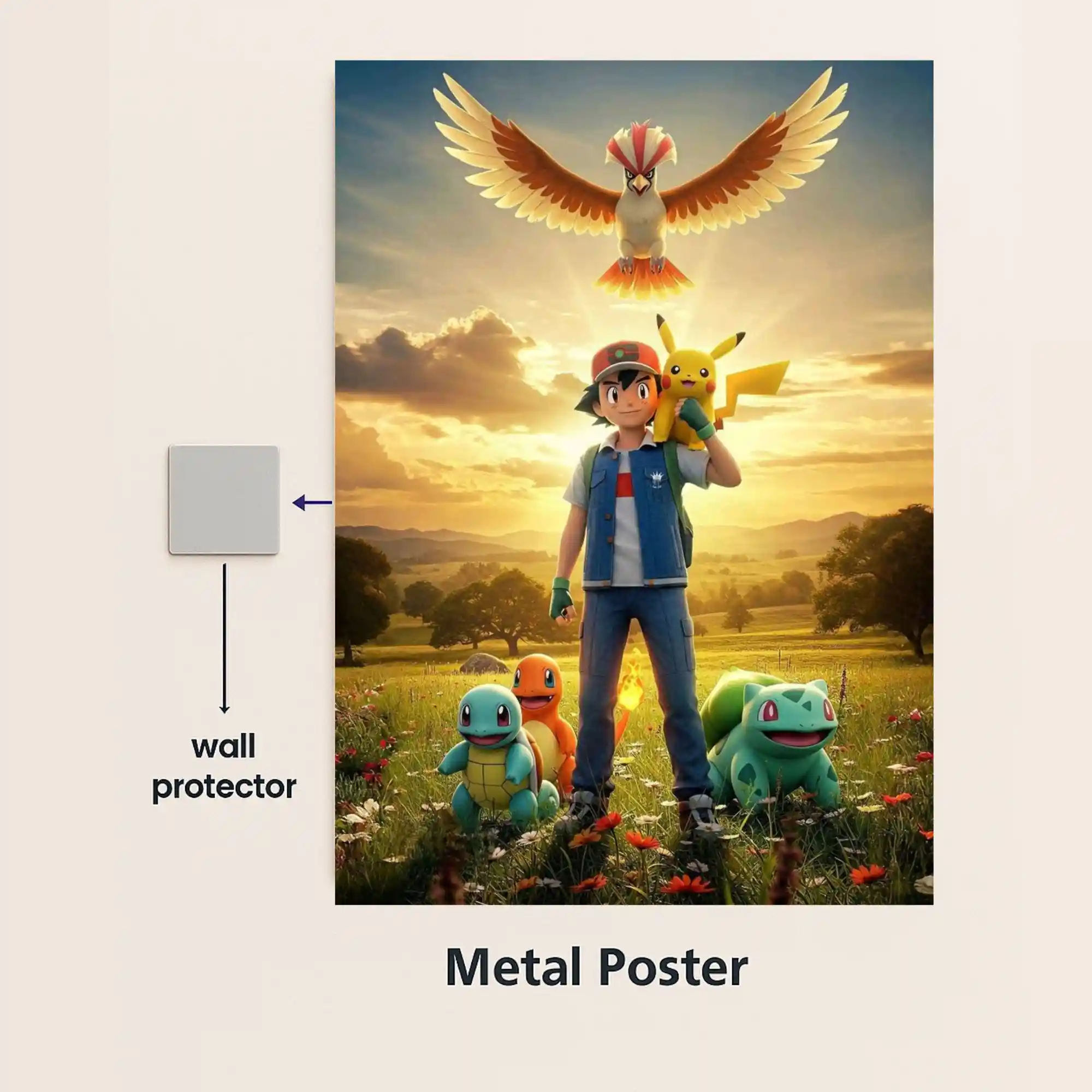 pokemon metal poster with wall protector