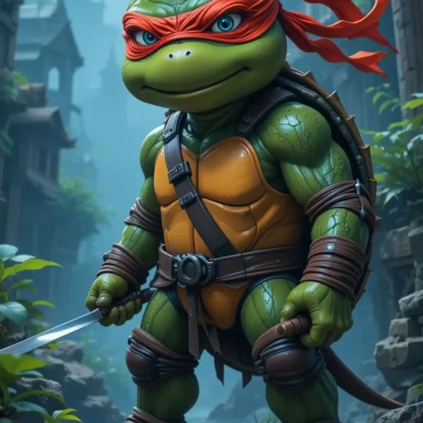 raphael ninja turtle chibi metal poster