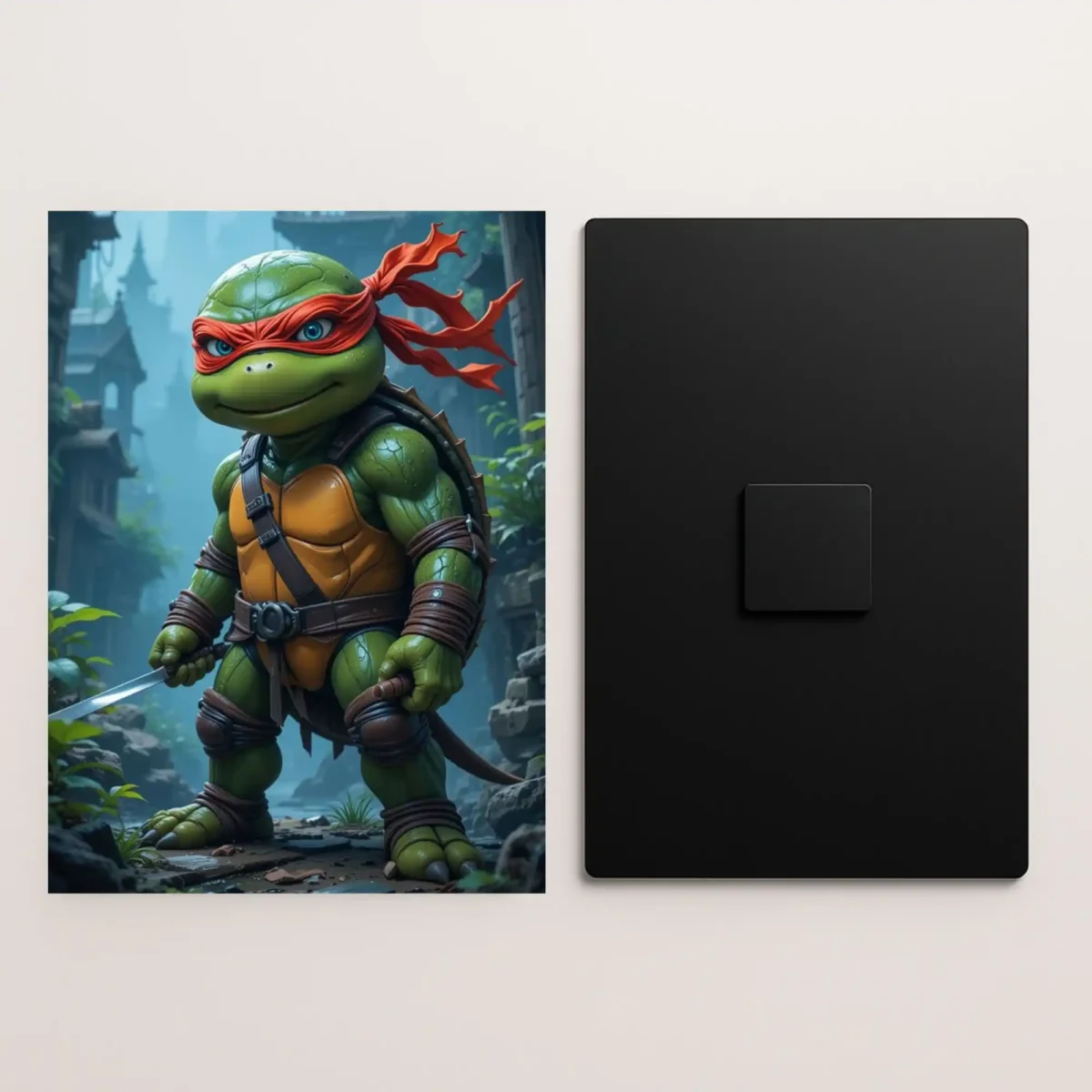 raphael ninja turtle chibi metal poster front and back preview