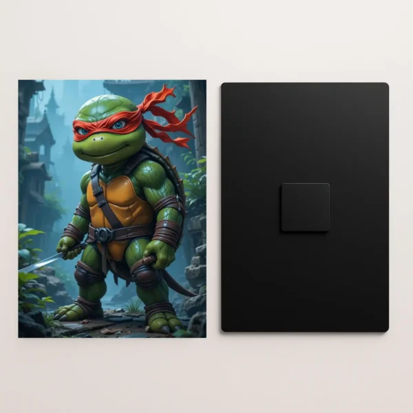 raphael ninja turtle chibi metal poster front and back preview