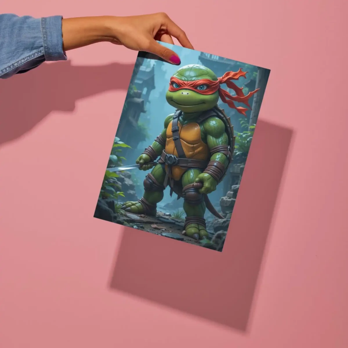 raphael ninja turtle chibi metal poster preview