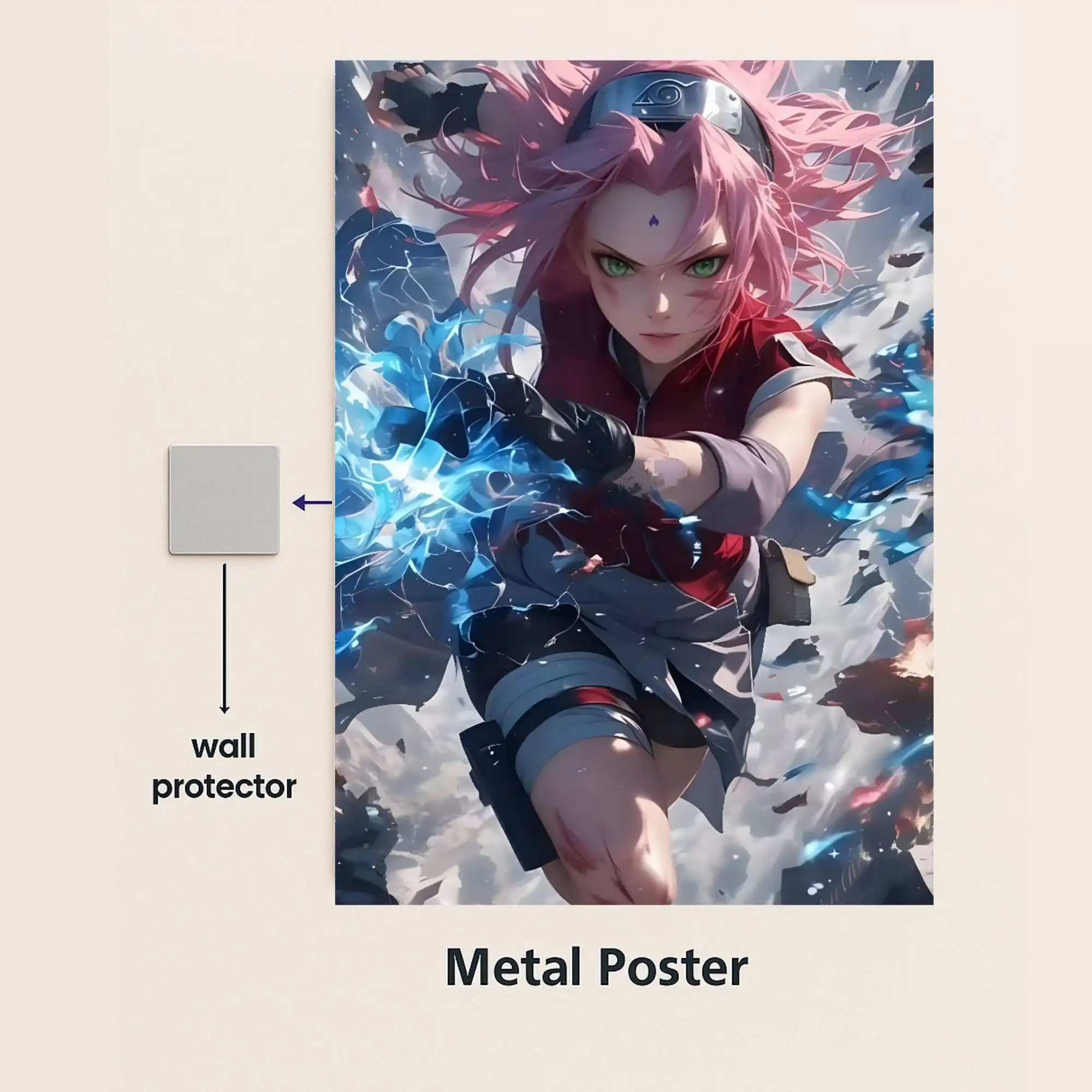 sakura haruno metal poster with wall protector