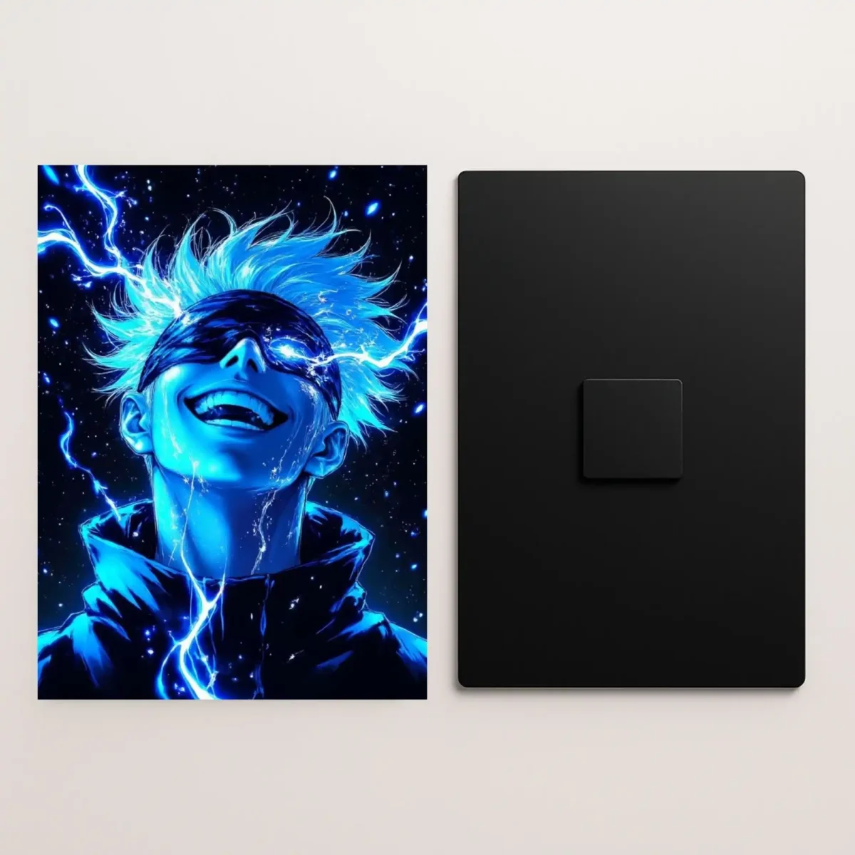 saturo gojo metal poster front and back preview