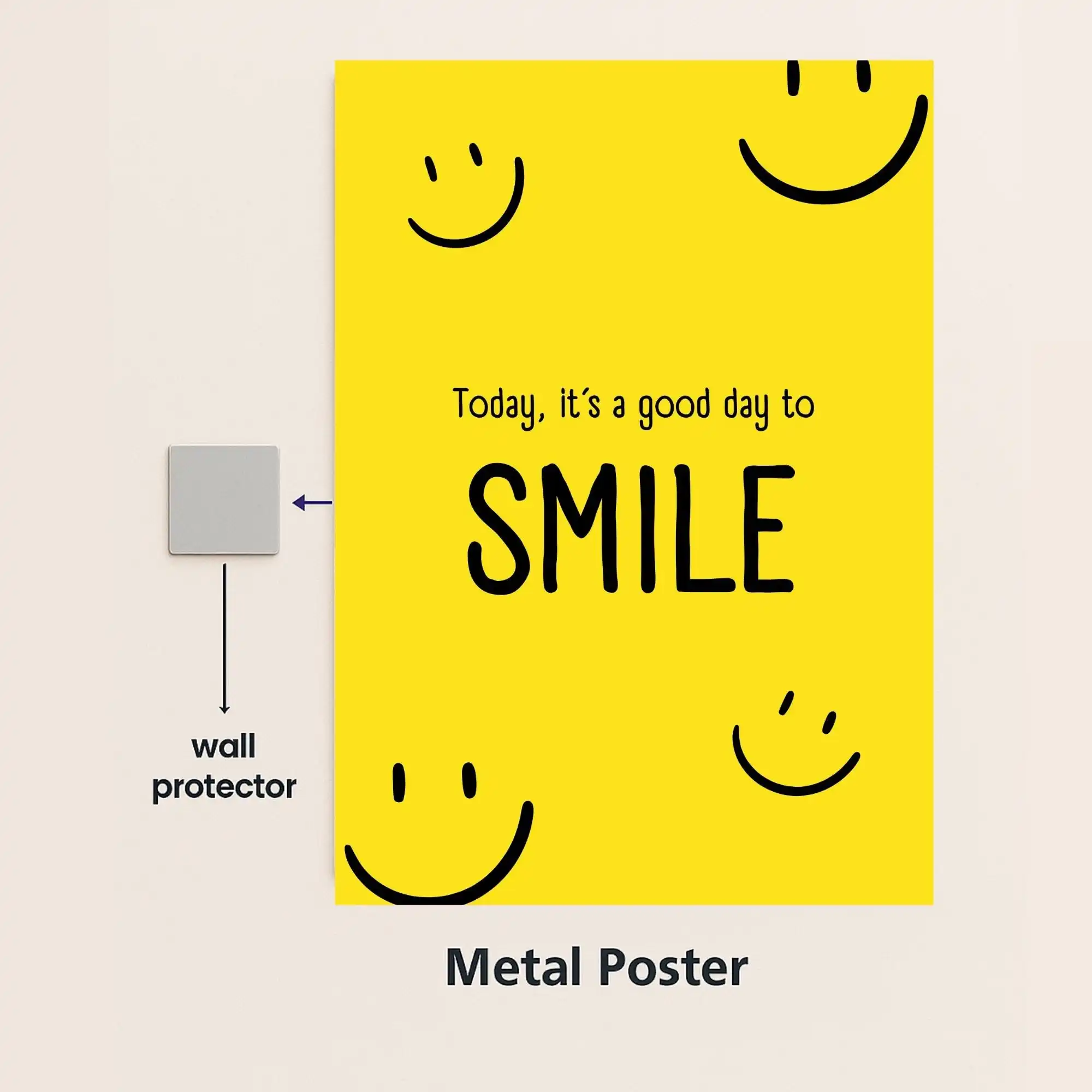 smile quote metal poster with wall protector
