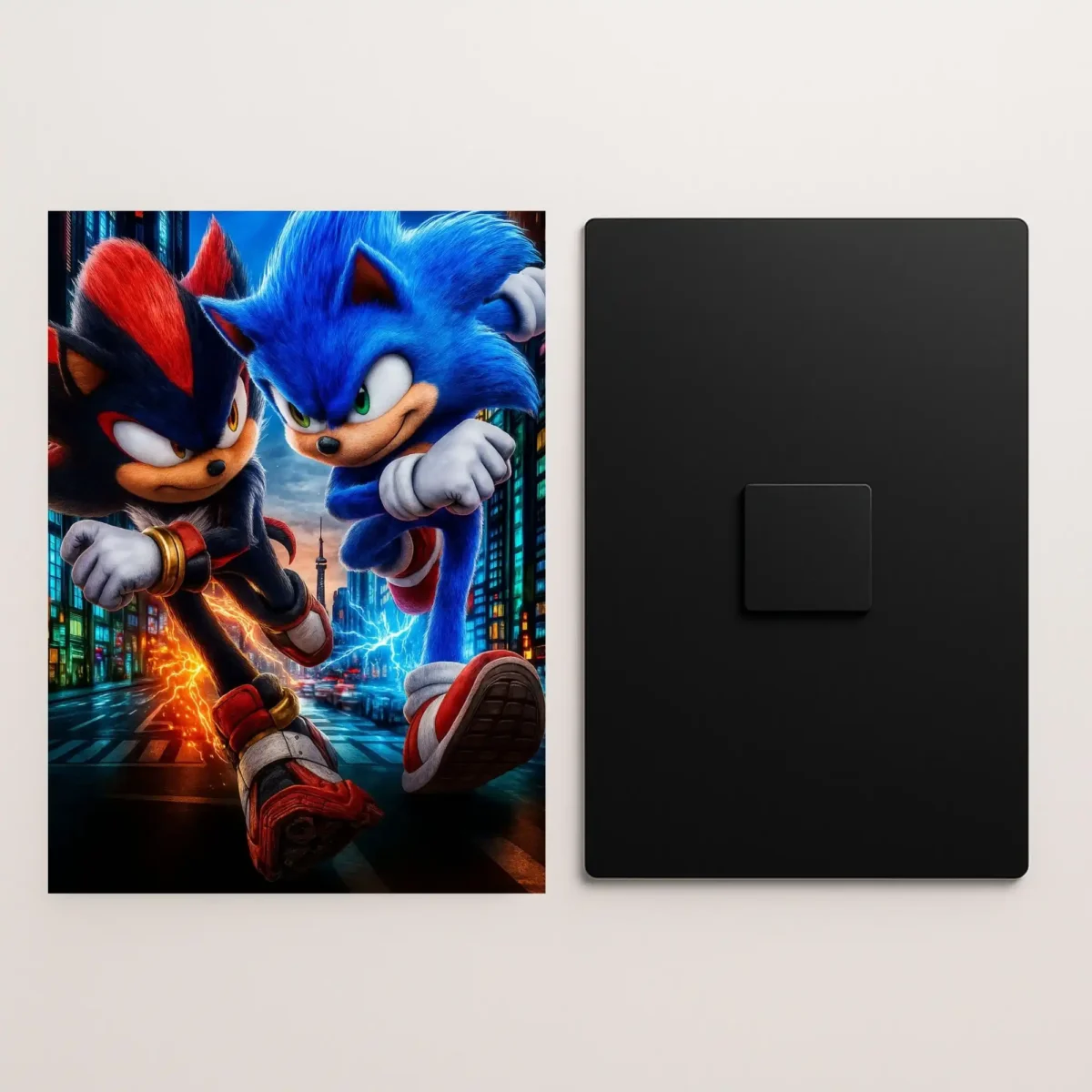 sonic vs knuckles metal poster front and back preview