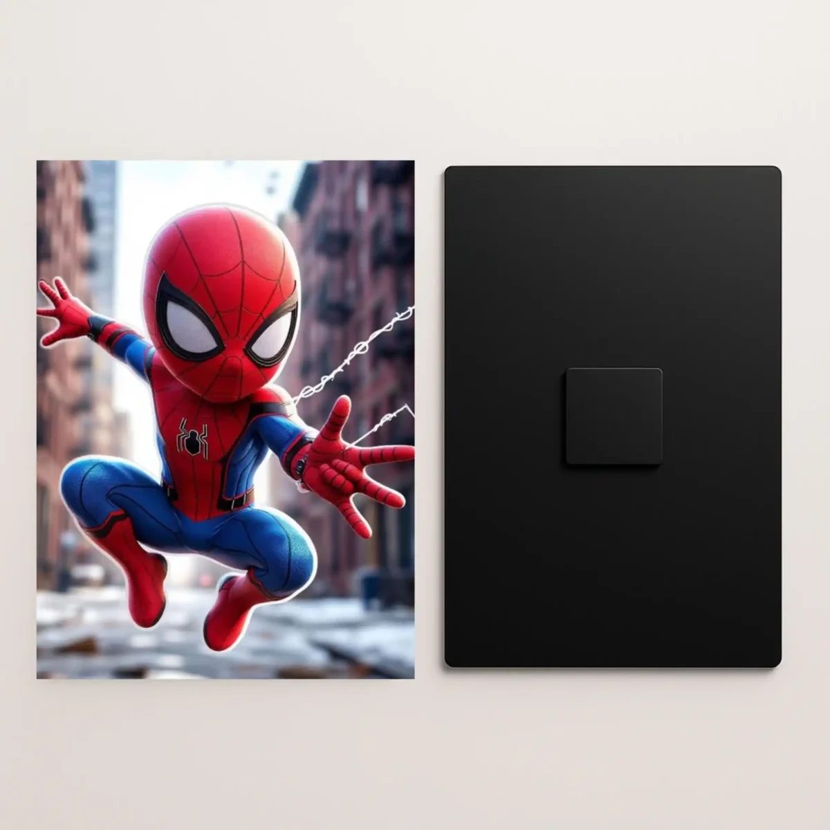 spiderman marvel chibi metal poster front and back preview