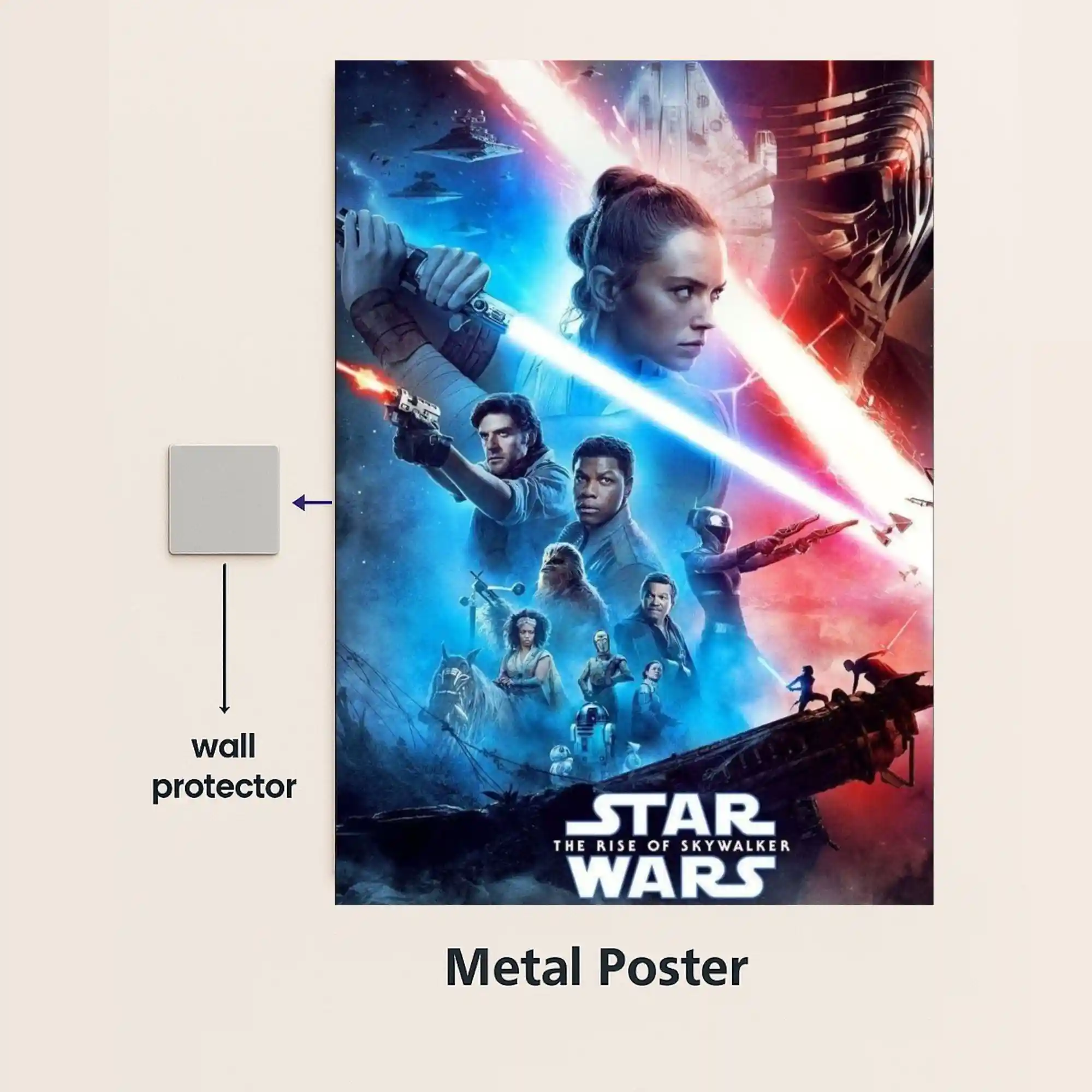 star wars rise of skywalker movie metal poster with wall protector