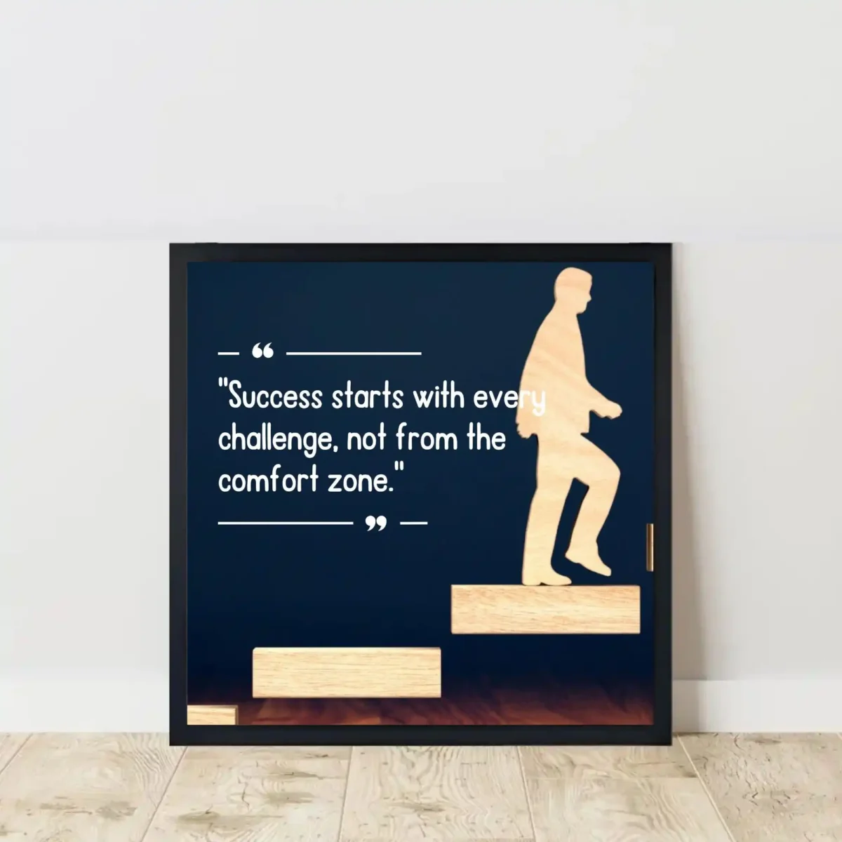 success starts with every challenge quote frame on floor