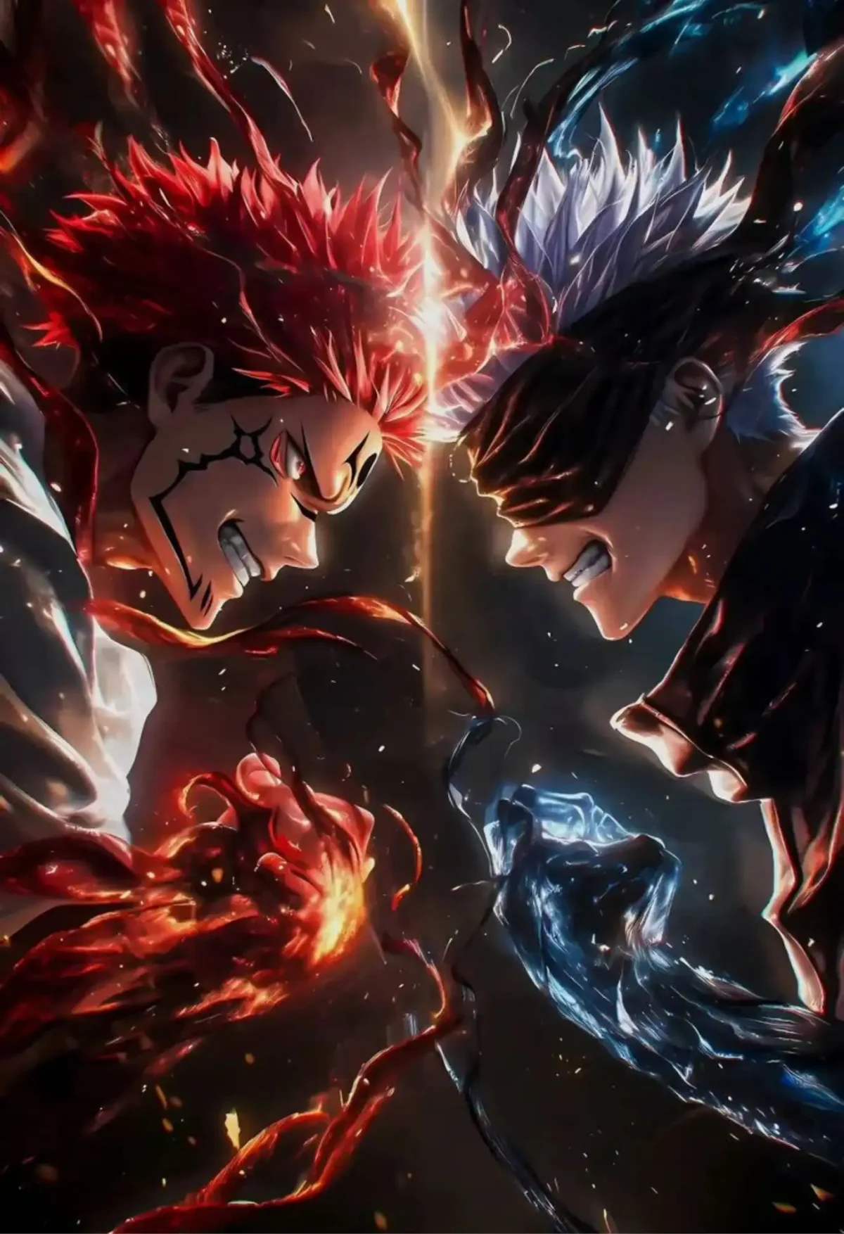 sukuna vs gojo metal poster
