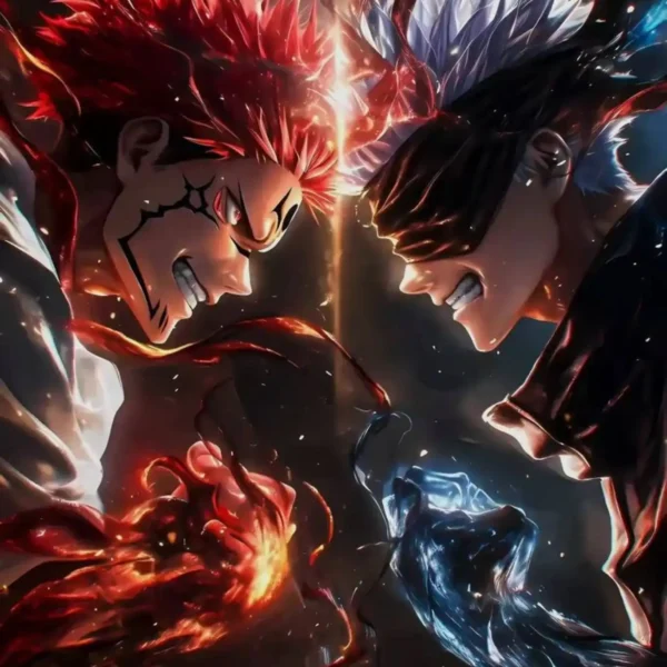 sukuna vs gojo metal poster