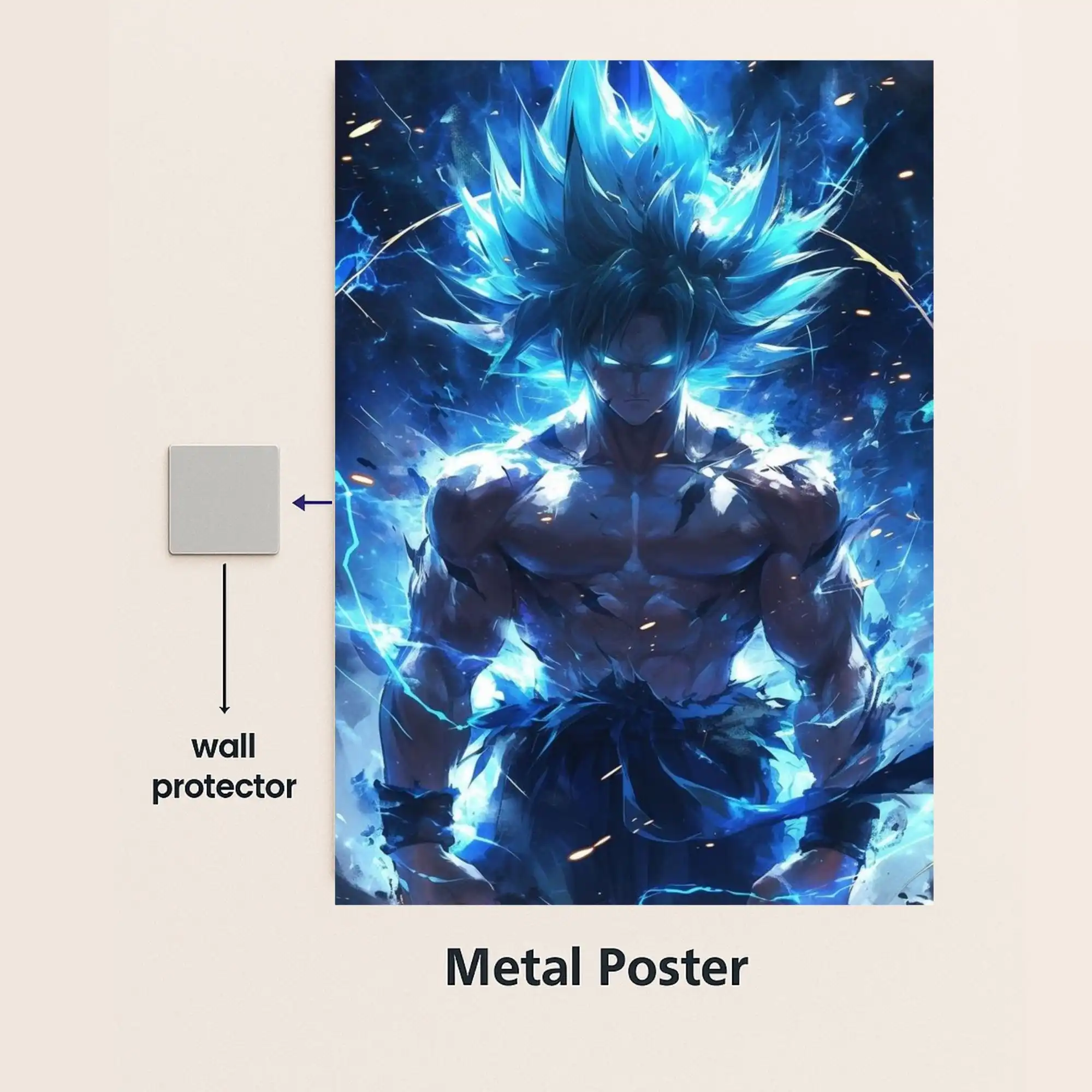 super saiyan blue metal poster with wall protector