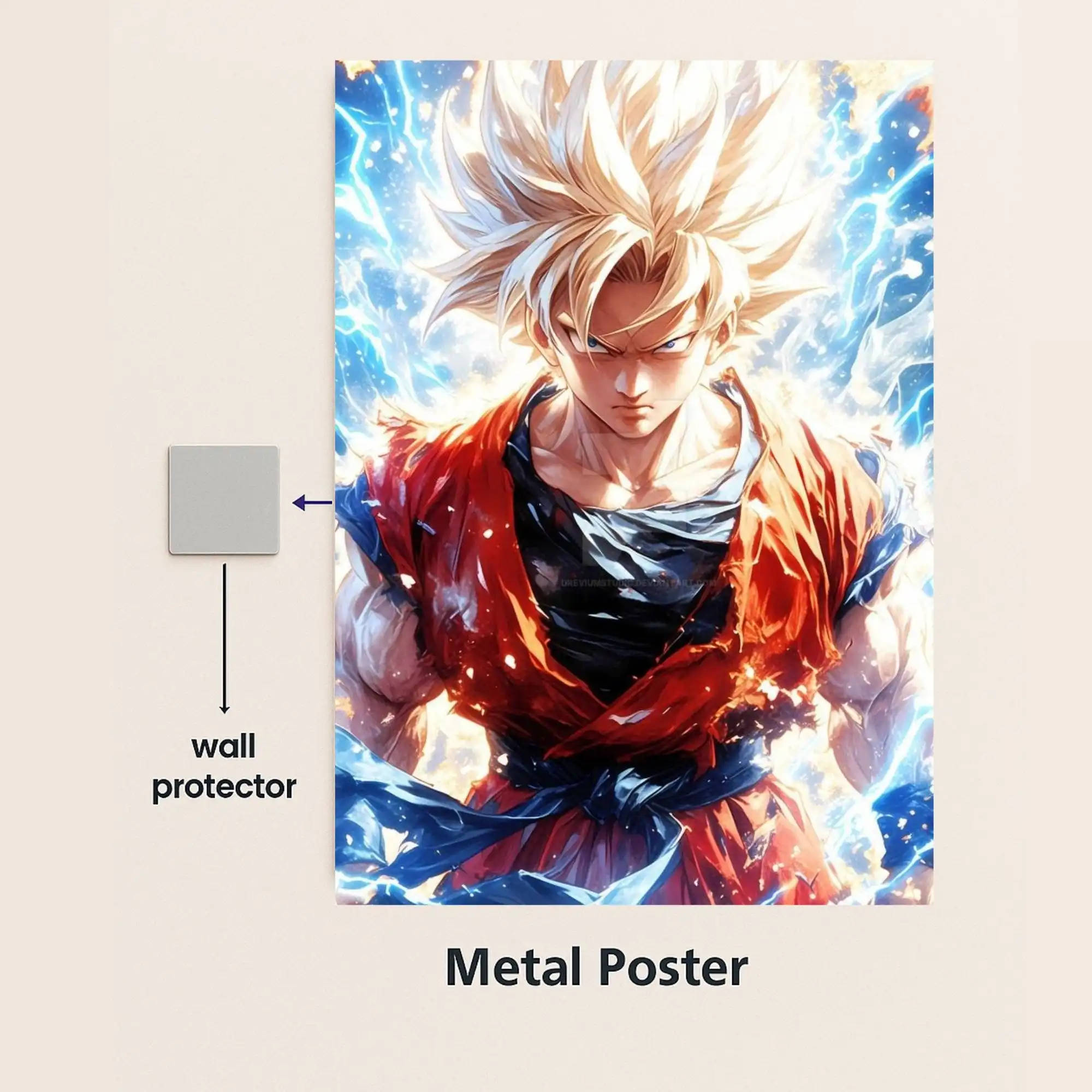 super saiyan goku metal poster with wall protector