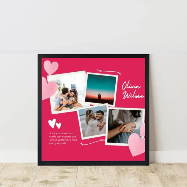 sweet heart collage frame on floor