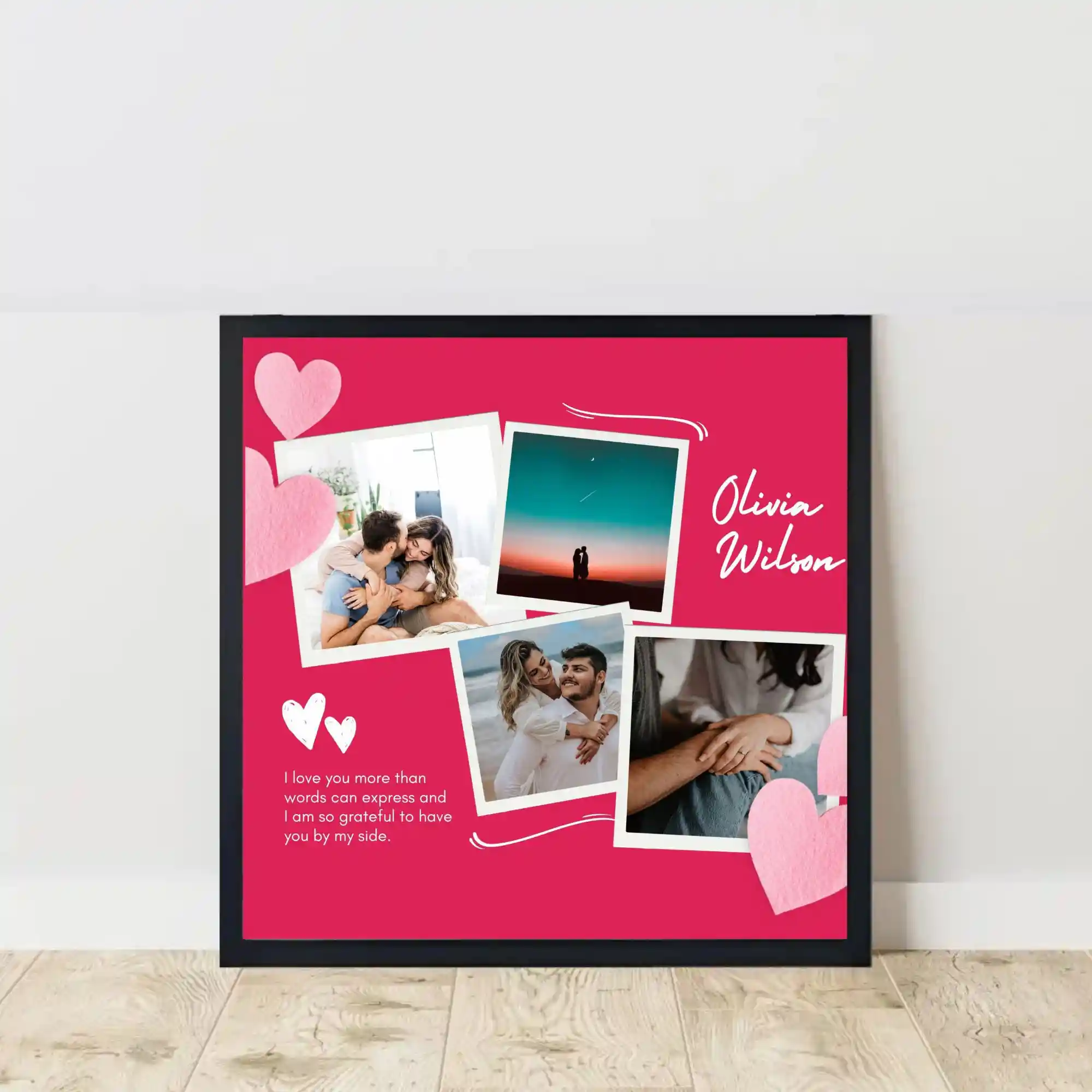 sweet heart collage frame on floor
