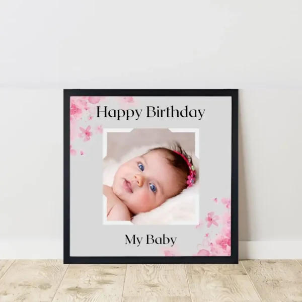 sweetest beginning baby frame on floor