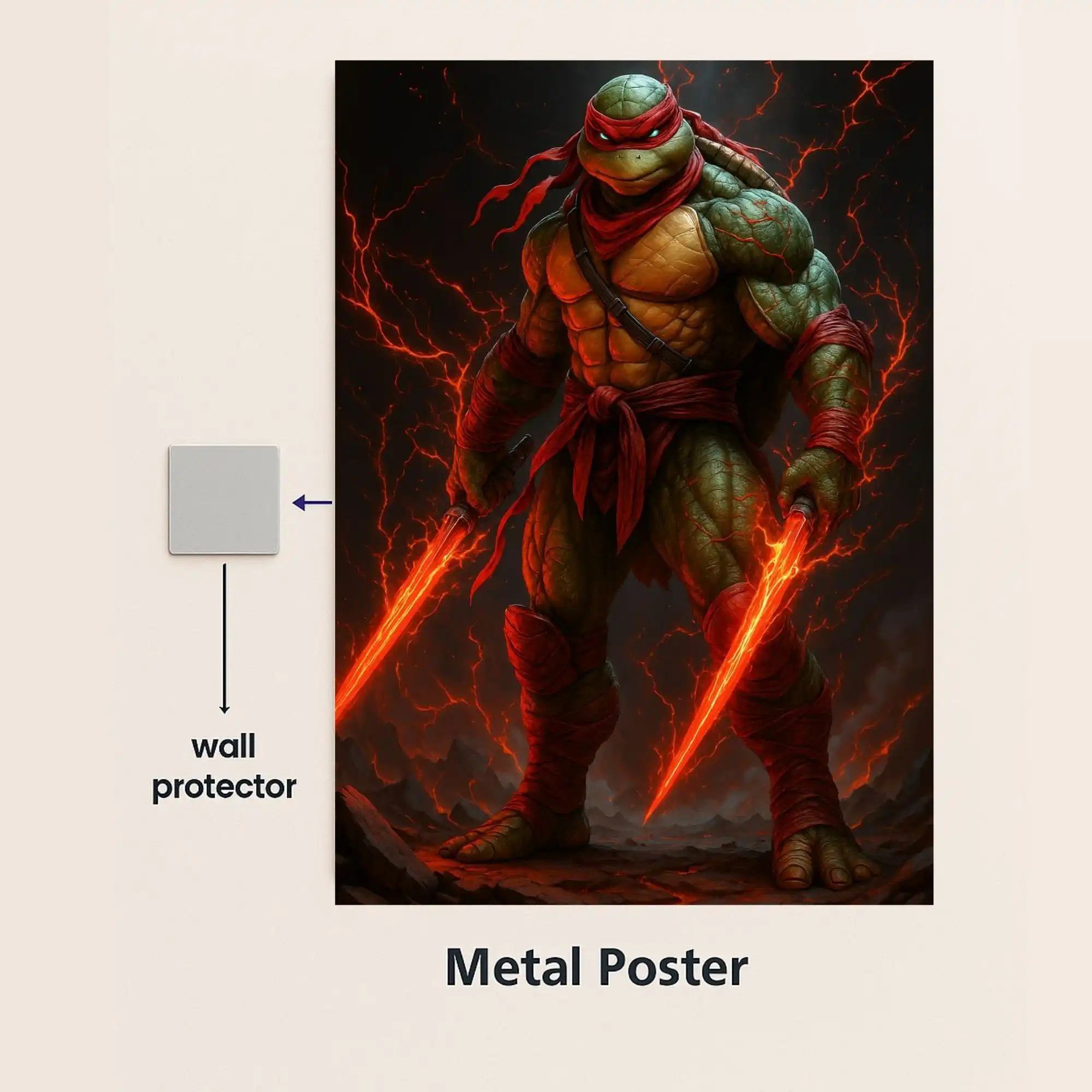 teenage mutant ninja turtle metal poster with wall protector