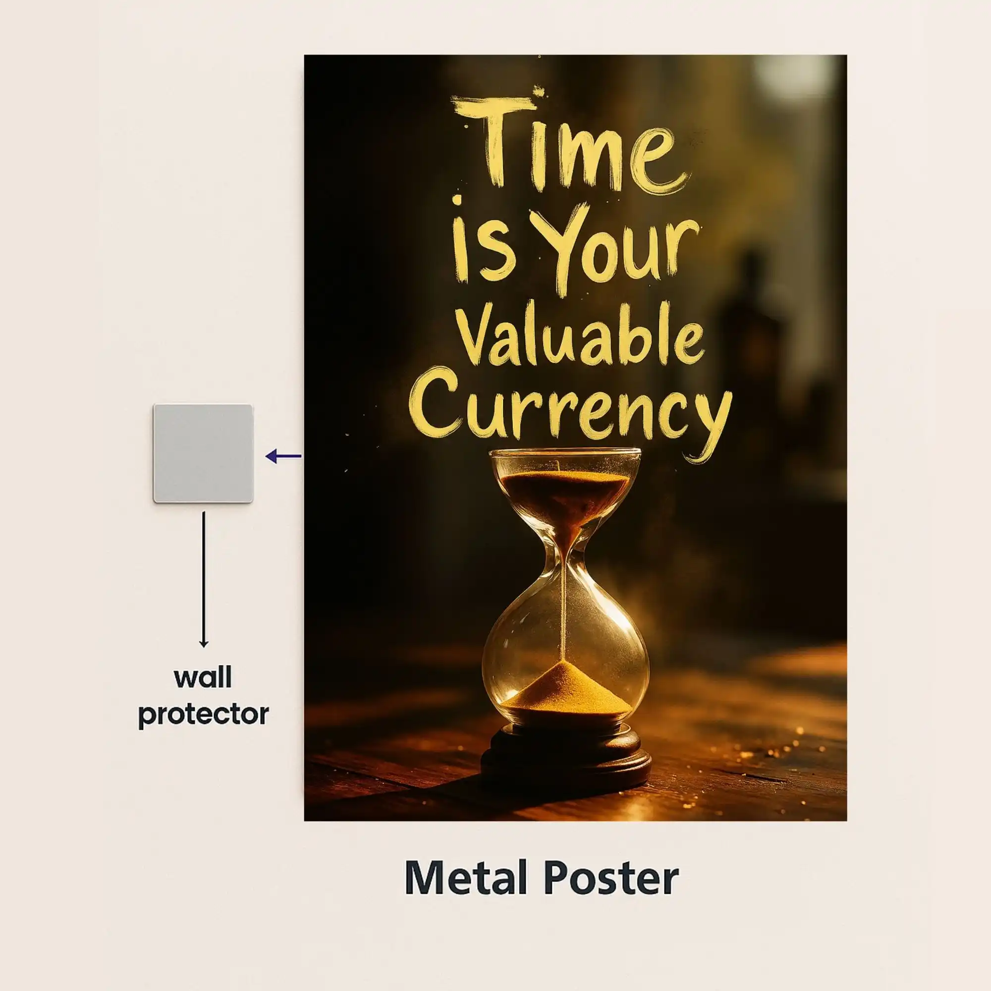time is money quote metal poster with wall protector