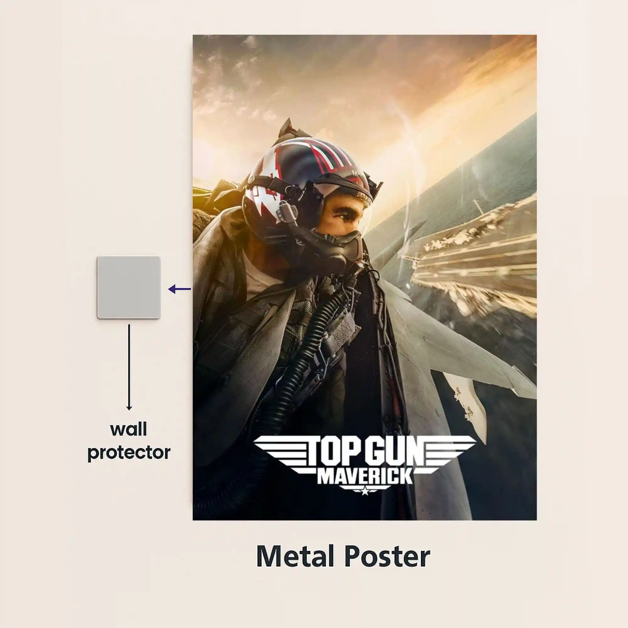 top gun maverik movie metal poster with wall protector