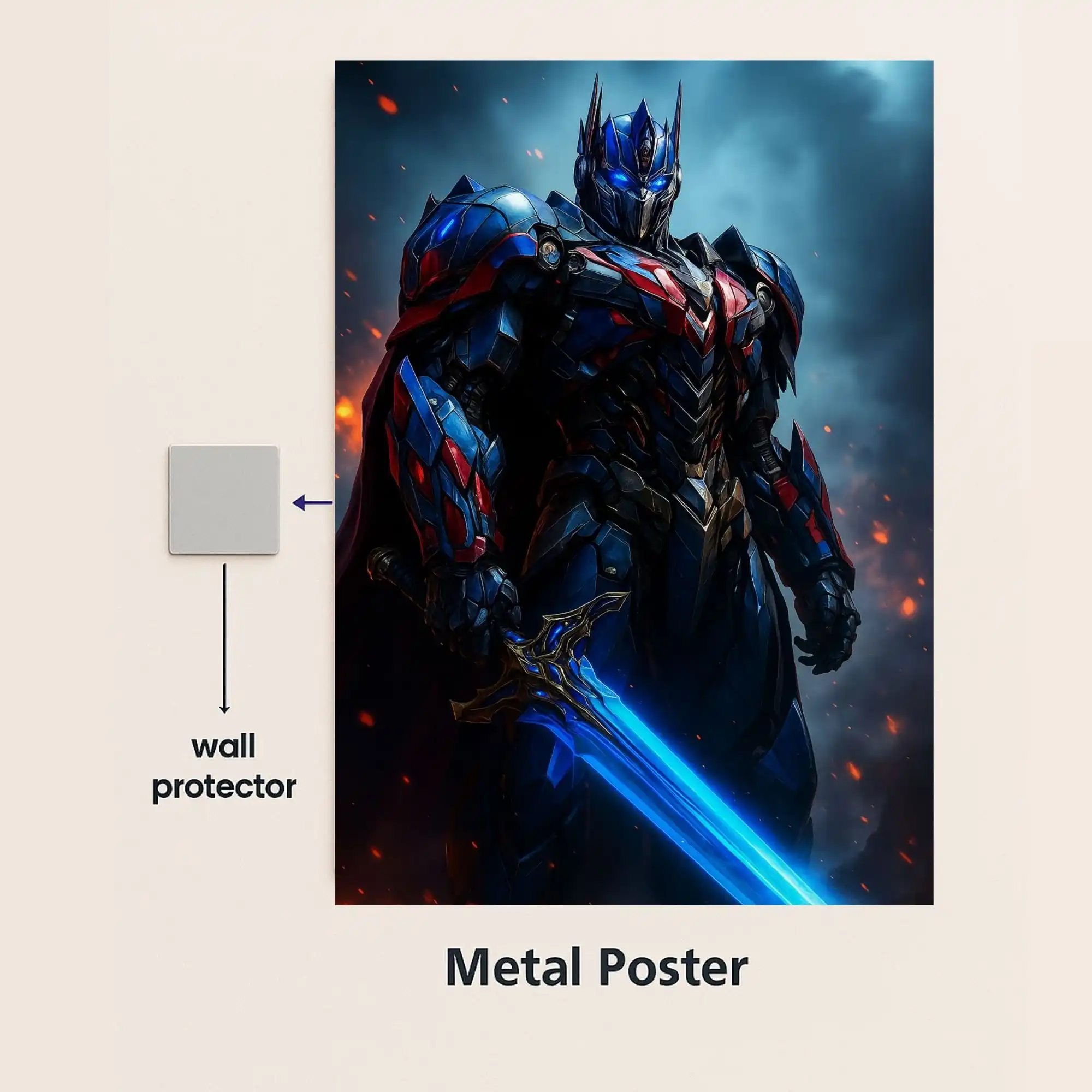 transformers metal poster with wall protector
