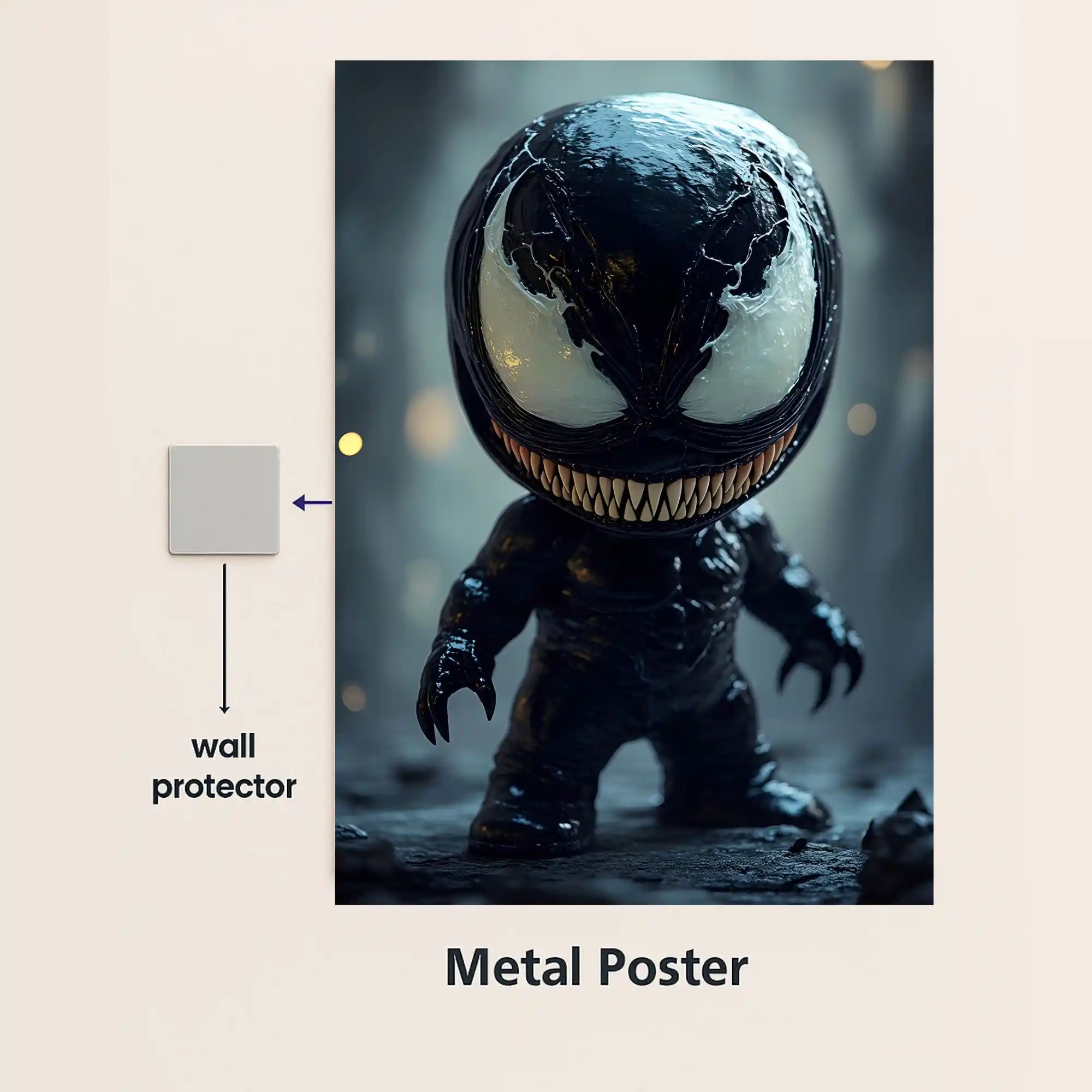 venom chibi metal poster with wall protector