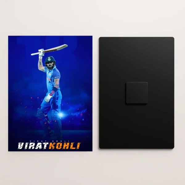 virat kohli cricket legend metal poster front and back preview