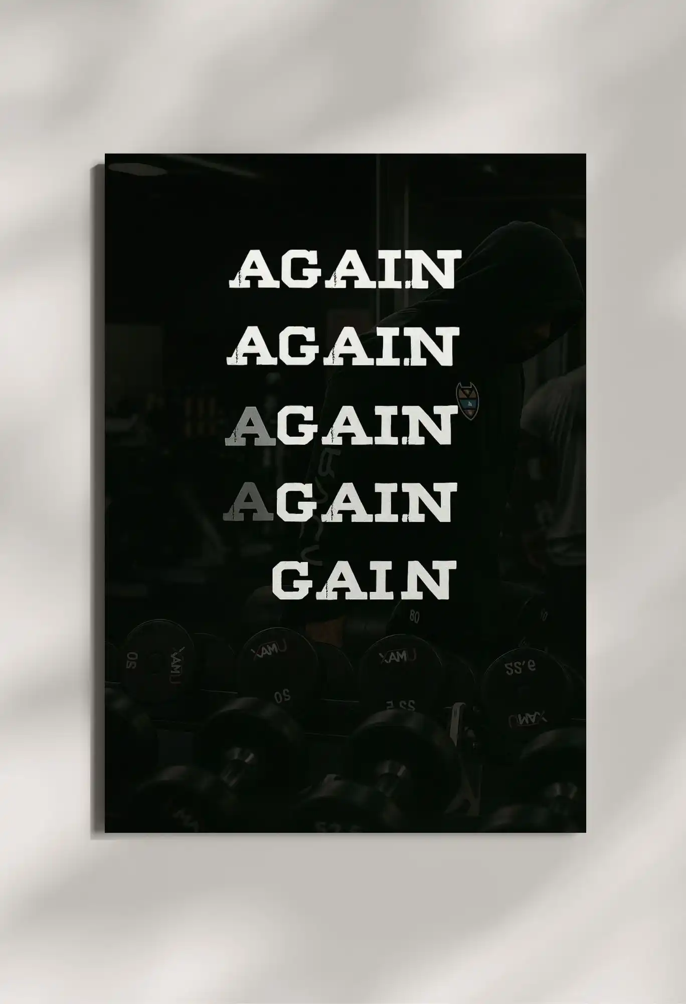 wall mounted again and gain gym quote metal poster