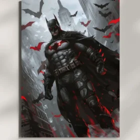 wall mounted batman red metal poster