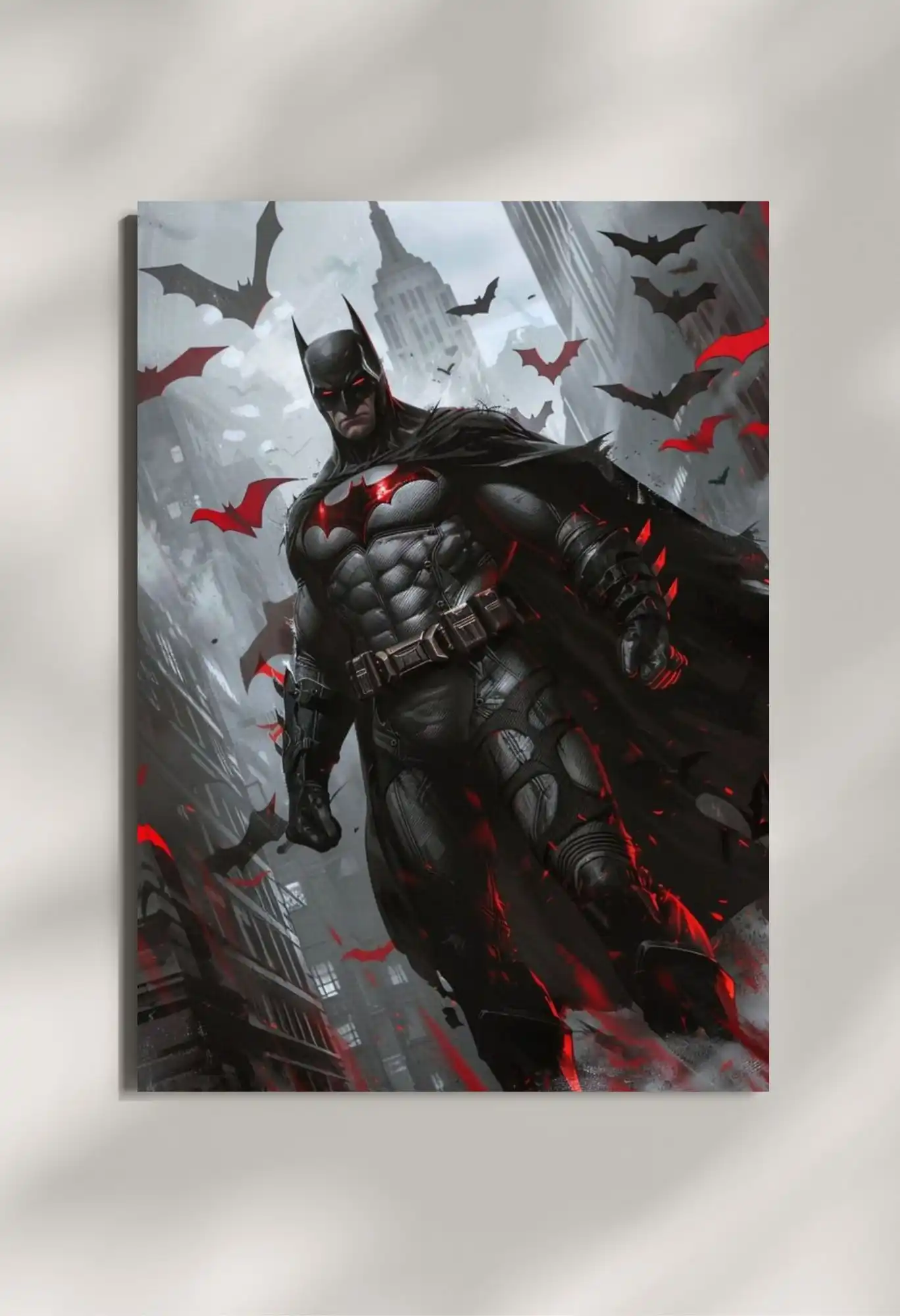 wall mounted batman red metal poster