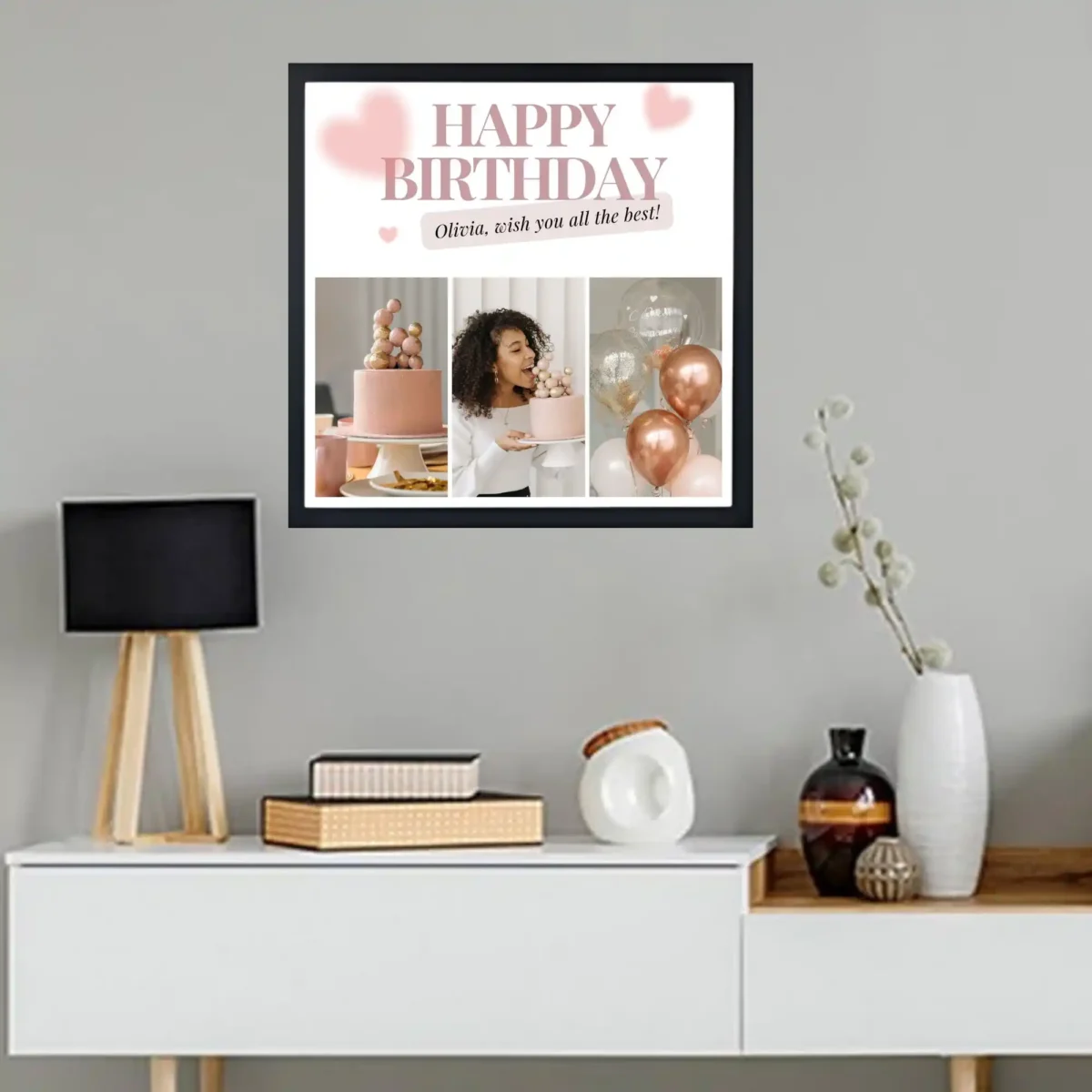 wall mounted blushing birthday frame