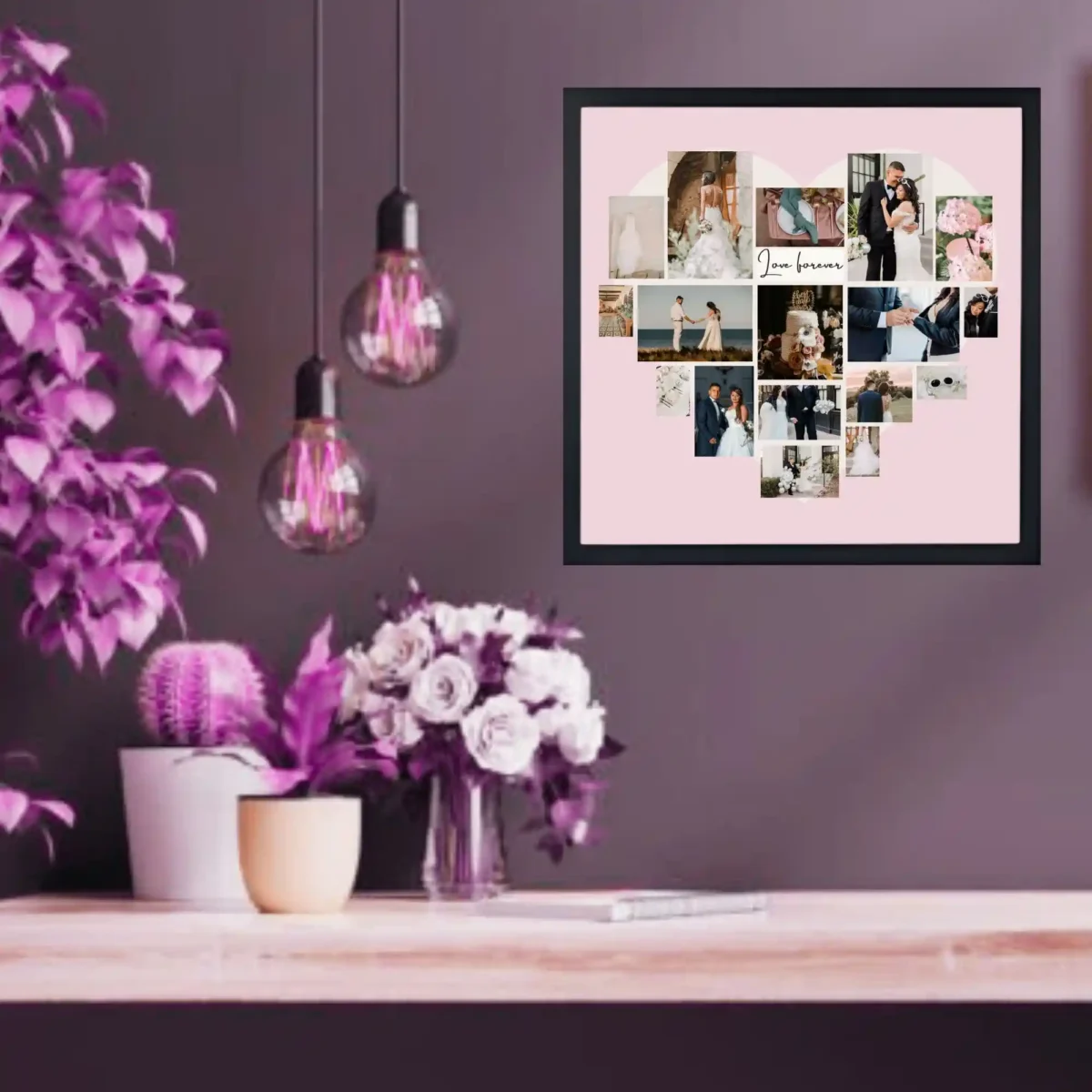 wall mounted blushing love collage frame