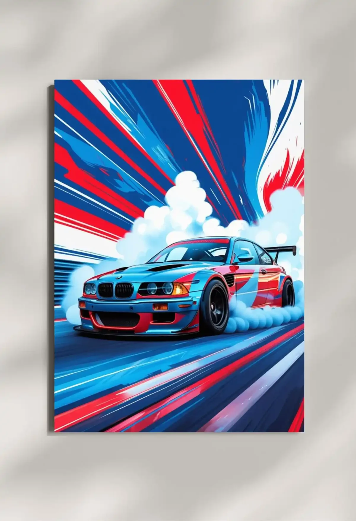 wall mounted bmw m3 turbo drift racing metal poster