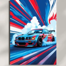wall mounted bmw m3 turbo drift racing metal poster