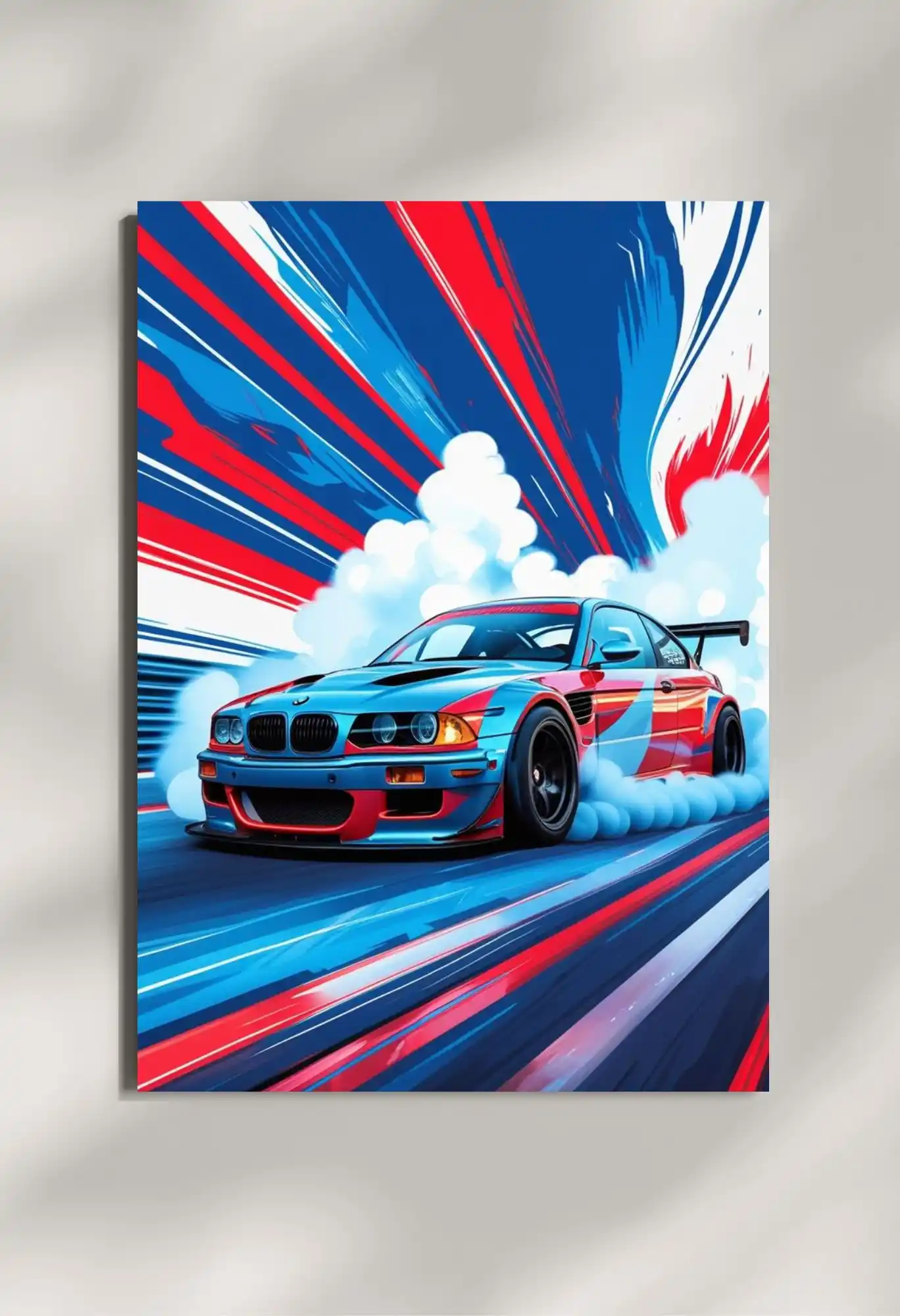 wall mounted bmw m3 turbo drift racing metal poster