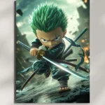 wall mounted chibi swordmaster roronoa zoro metal poster