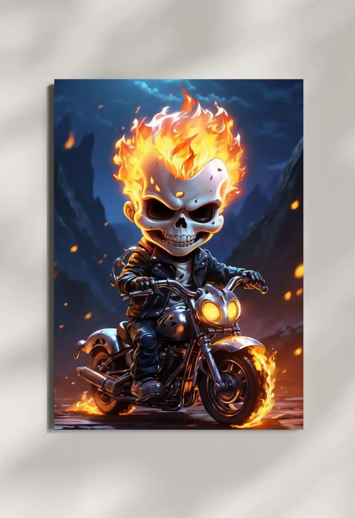 wall mounted ghost rider chibi metal poster