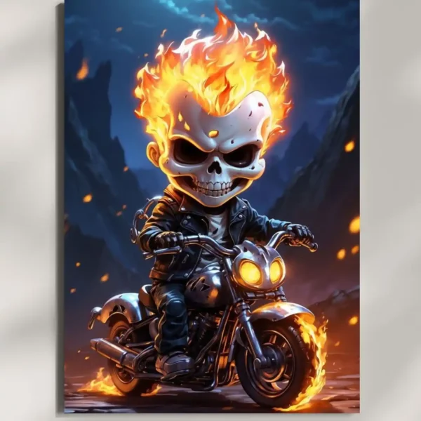 wall mounted ghost rider chibi metal poster