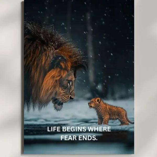wall mounted lion quote metal poster