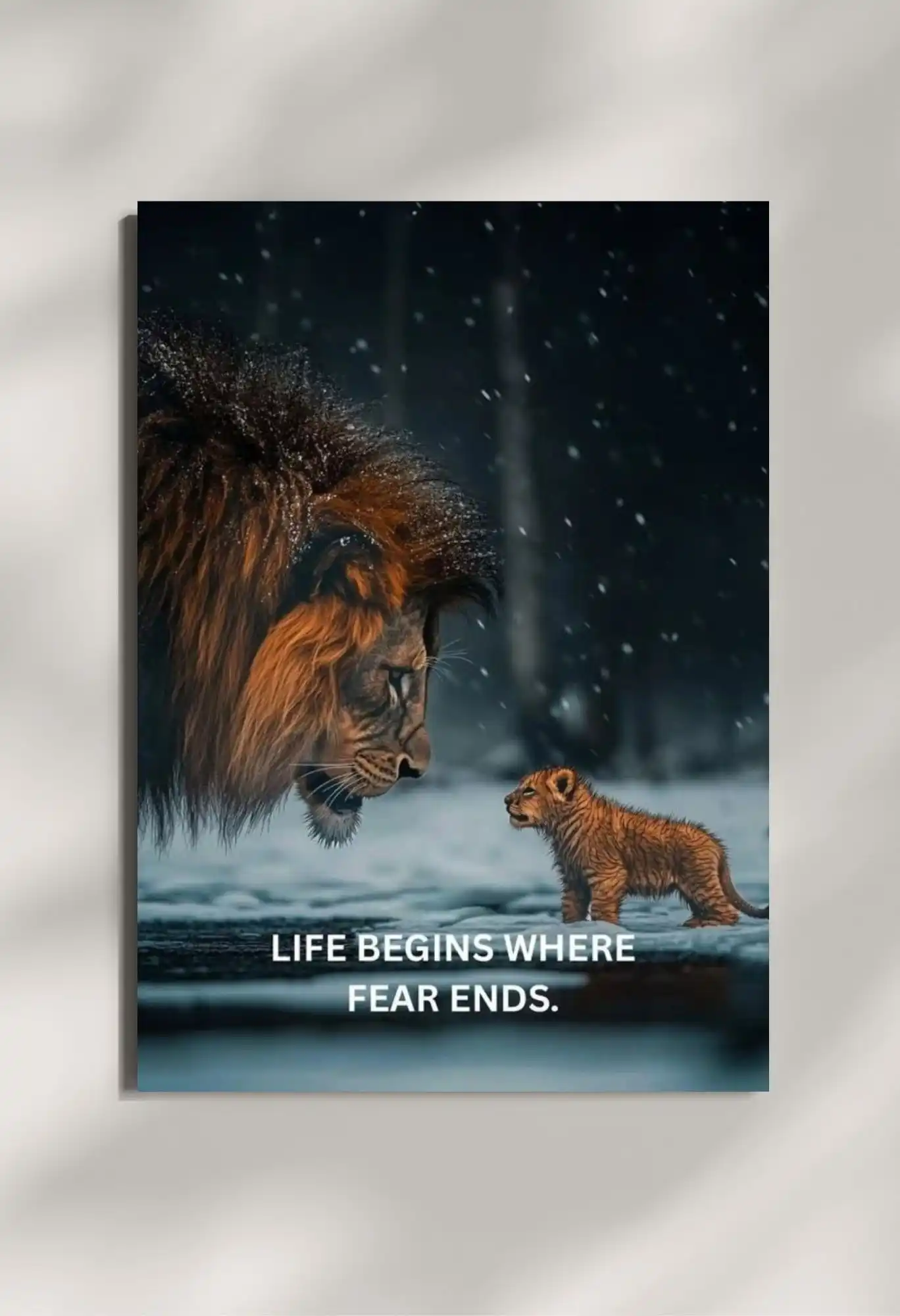 wall mounted lion quote metal poster