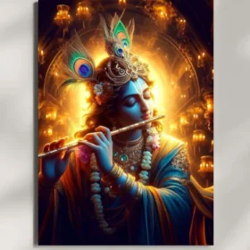 wall mounted lord krishna metal poster