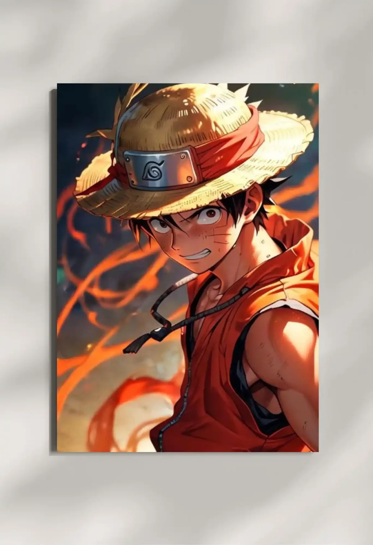 wall mounted luffy straw hat warrior metal poster
