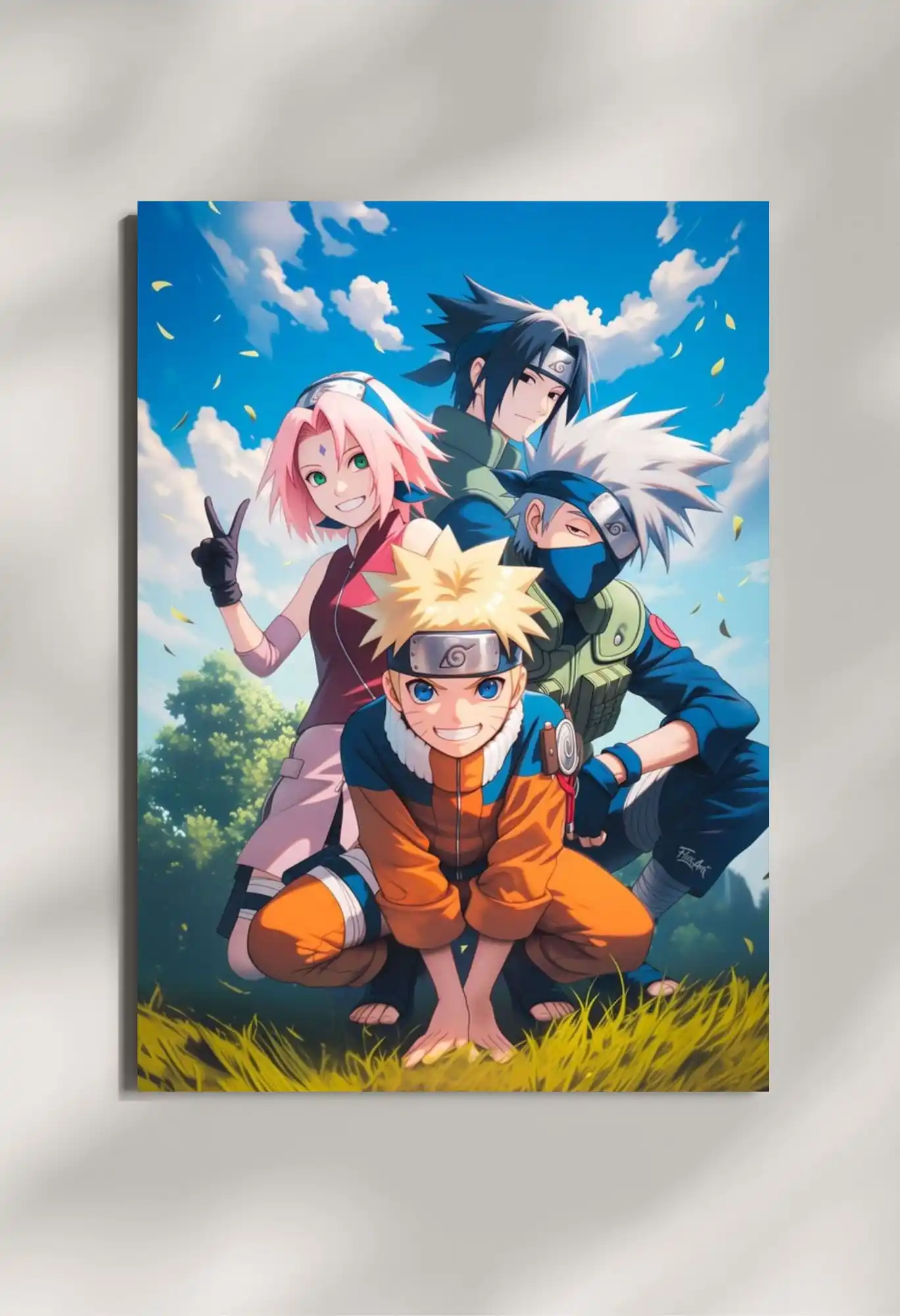 wall mounted naruto and friends metal poster