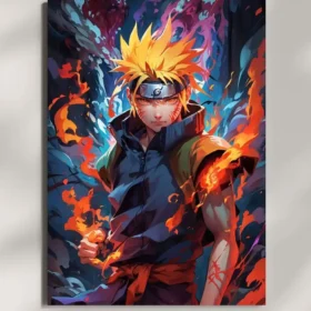 wall mounted naruto flame power metal poster